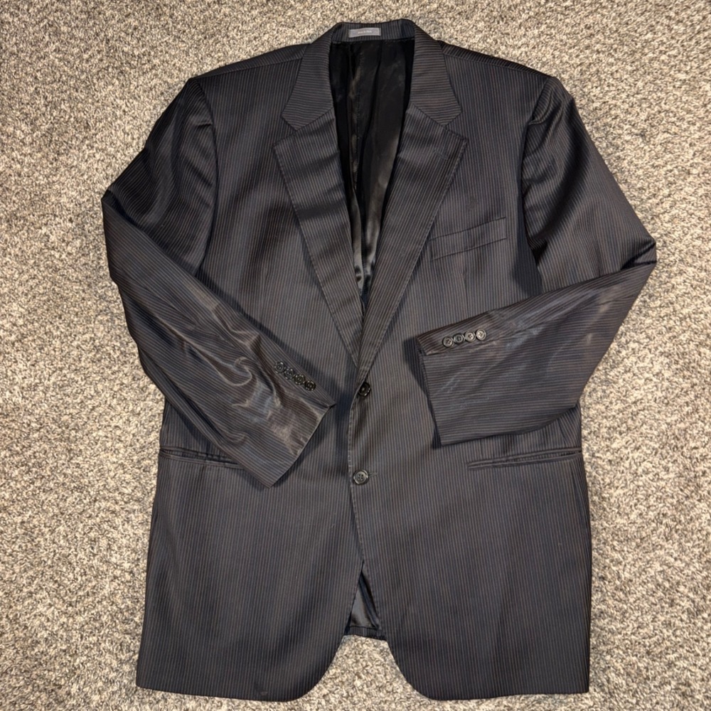 Daniel Cremieux Loro‎ Piana 48L Super 160s Wool Blazer Black Pinstripe Jacket
